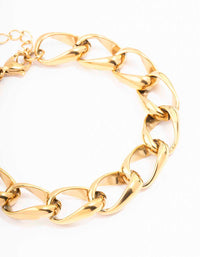 Gold Plated Stainless Steel Open Curb Chain Bracelet - link has visual effect only