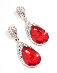 Red Stone Diamante Drop Earrings - link has visual effect only