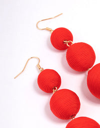 Red Thread Through Wrapped Ball Drop Earrings - link has visual effect only