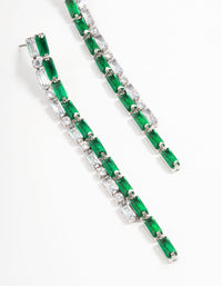 Rhodium Cubic Zirconia Double Row Baguette Drop Earrings - link has visual effect only