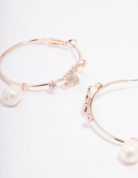 Rose Gold Butterfly & Pearl Medium Hoop Earrings - link has visual effect only