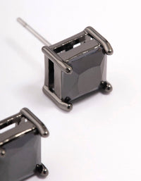 Gunmetal Cubic Zirconia Square 7mm Stud Earring Pack - link has visual effect only