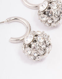 Rhodium Glamorous Ball Drop Huggie Earrings - link has visual effect only