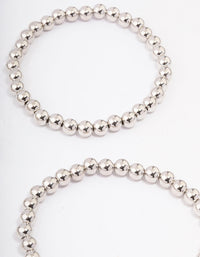 Silver Round Ball Stretch Bracelet 4-Pack - link has visual effect only