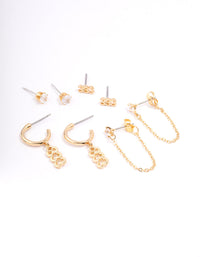 Gold Plated 333 Angel Number Earring Pack - link has visual effect only