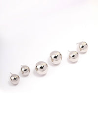 Rhodium Ball Hoop Earrings 3-Pack - link has visual effect only