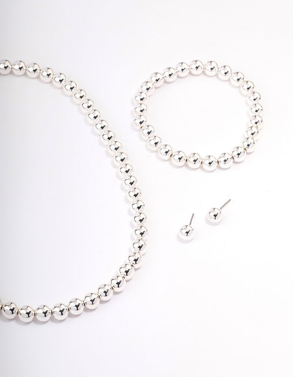 Silver Ball Jewellery Set