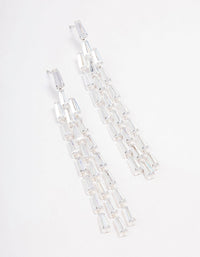 Silver Cubic Zirconia Triangular Baguette Drop Earrings - link has visual effect only