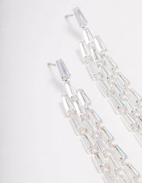 Silver Cubic Zirconia Triangular Baguette Drop Earrings - link has visual effect only