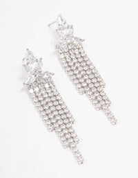 Silver Multi Cubic Zirconia Cup Chain Drop Earrings - link has visual effect only