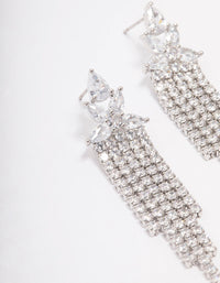 Silver Multi Cubic Zirconia Cup Chain Drop Earrings - link has visual effect only