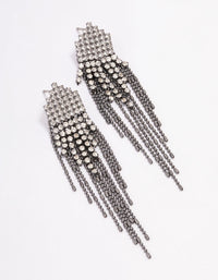 Gunmetal Chandelier Chain Drop Earrings - link has visual effect only