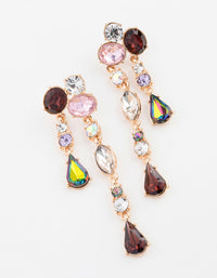 Gold Asymmetric Jewel Drop Earrings - link has visual effect only