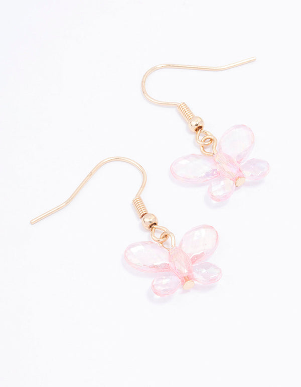 Pink Butterfly Drop Earrings