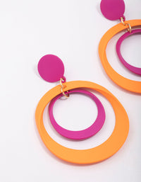 Pink & Orange Double Ring Drop Earrings - link has visual effect only