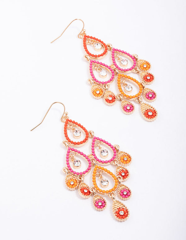 Sunset Gradient Beaded Open Drop Earrings