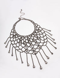 Gunmetal Art Deco Diamante Necklace - link has visual effect only