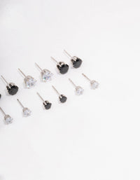 Silver Basic Diamante Stud Earring 8-Pack - link has visual effect only