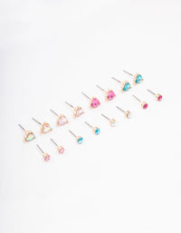 Gold Heart Diamante Earring 8-Pack - link has visual effect only