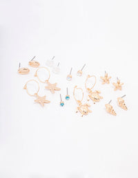 Gold Pearl Seashell Earring 8-Pack - link has visual effect only