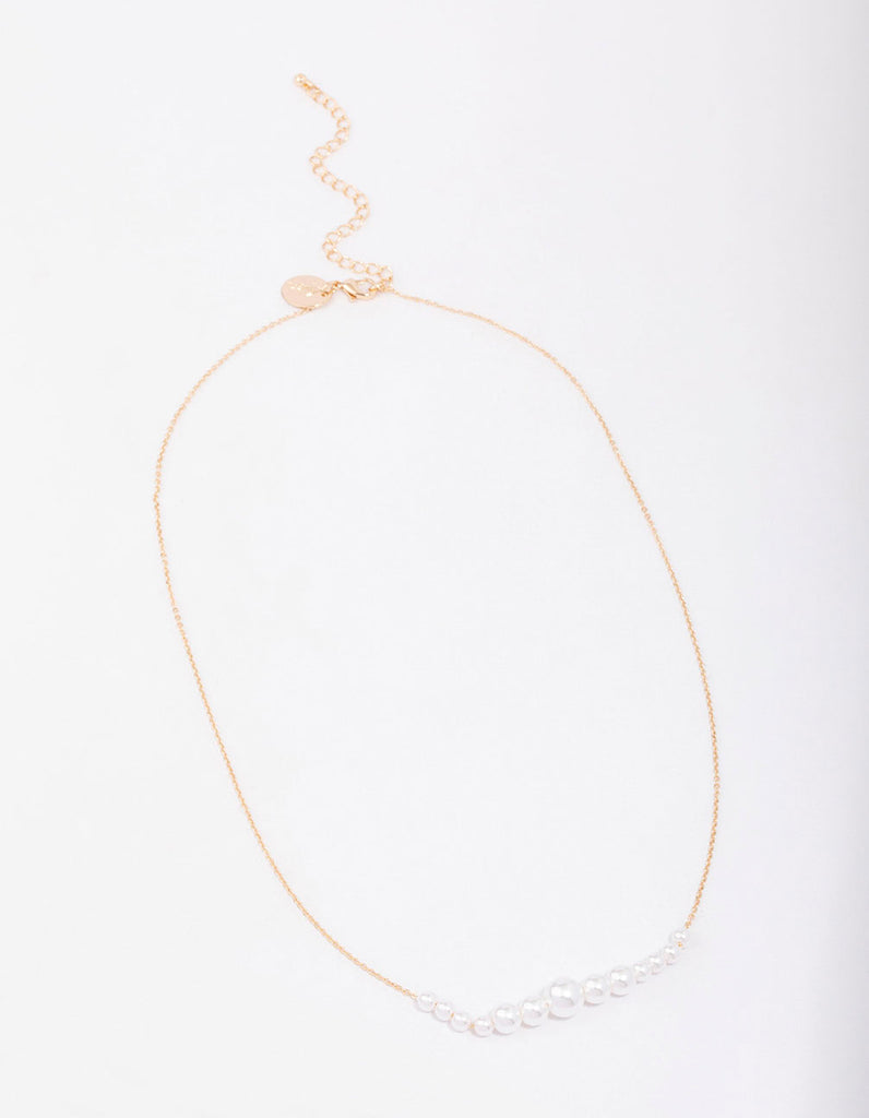 Gold Graduating Pearl Short Necklace