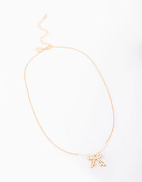 Gold Pearl Bow Short Necklace - link has visual effect only