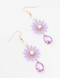 Purple Flower Pearl Drop Earrings - link has visual effect only