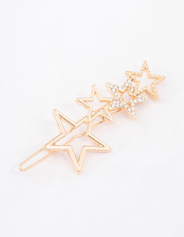 Gold Diamante Star Hair Clip