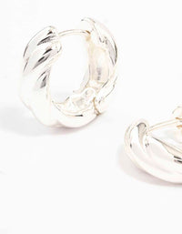 Silver Chunky Twisted Huggie Earrings - link has visual effect only