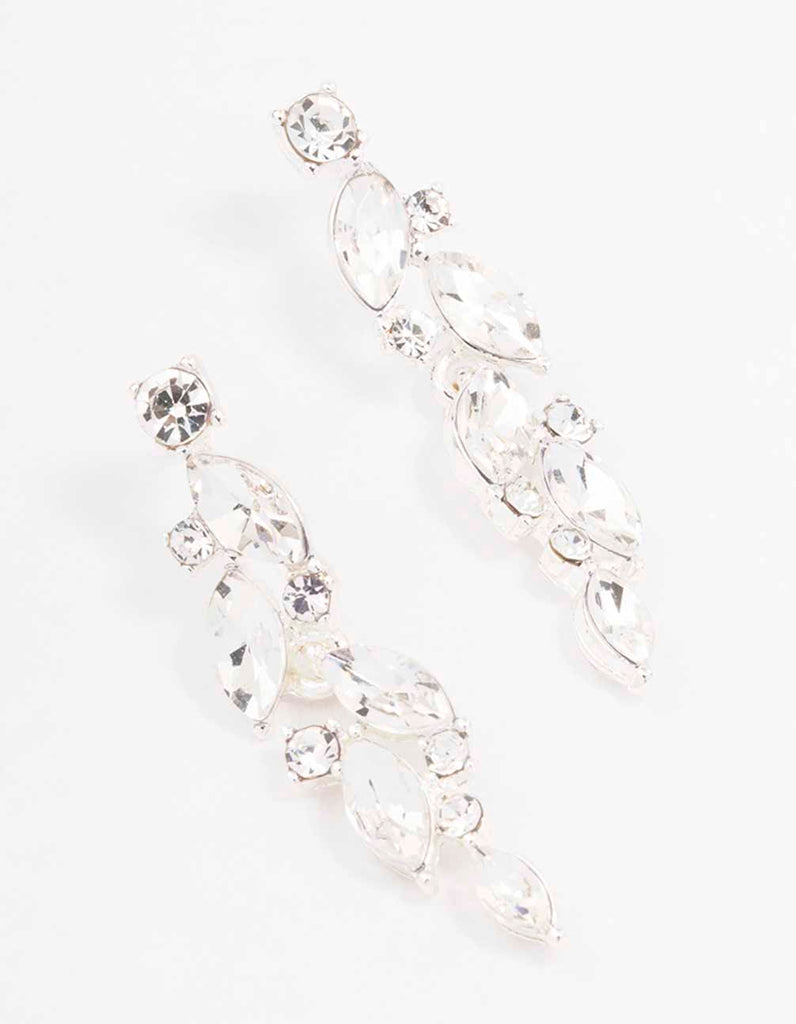 Silver Diamante Vine Drop Earrings