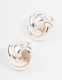 Silver Hollow Knotted Stud Earrings - link has visual effect only