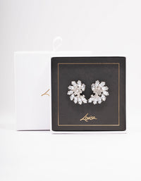 Rhodium Fan Marquise Diamante Stud Earrings - link has visual effect only