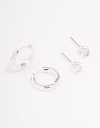 Silver Diamante Stud & Hoop Earring Pack - link has visual effect only