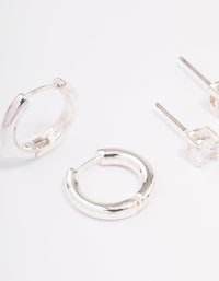 Silver Diamante Stud & Hoop Earring Pack - link has visual effect only