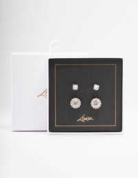 Silver Diamante Flower Stud Earring Pack - link has visual effect only