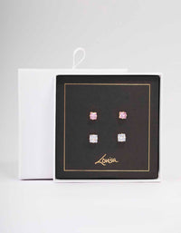 Gold Square Diamante Earring Pack - link has visual effect only