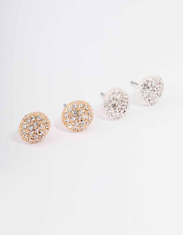 Mixed Metal Dome Stud Earring Pack