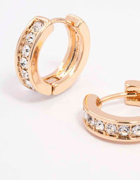 Gold Encased Diamante Huggie Earrings - link has visual effect only