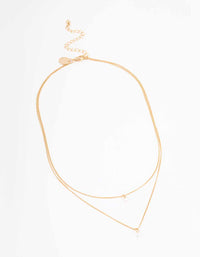 Gold Double Chain Floating Diamante Necklace - link has visual effect only