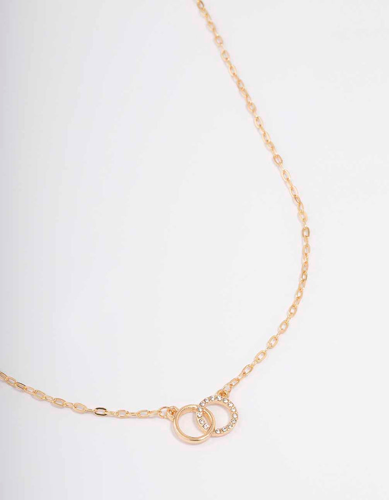 Gold Linked Diamante Circle Necklace