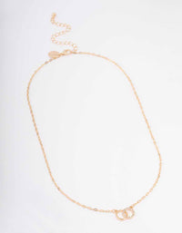 Gold Linked Diamante Circle Necklace - link has visual effect only