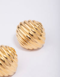 Waterproof Gold Plated Stainless Steel Croissant Textured Stud Earrings - link has visual effect only