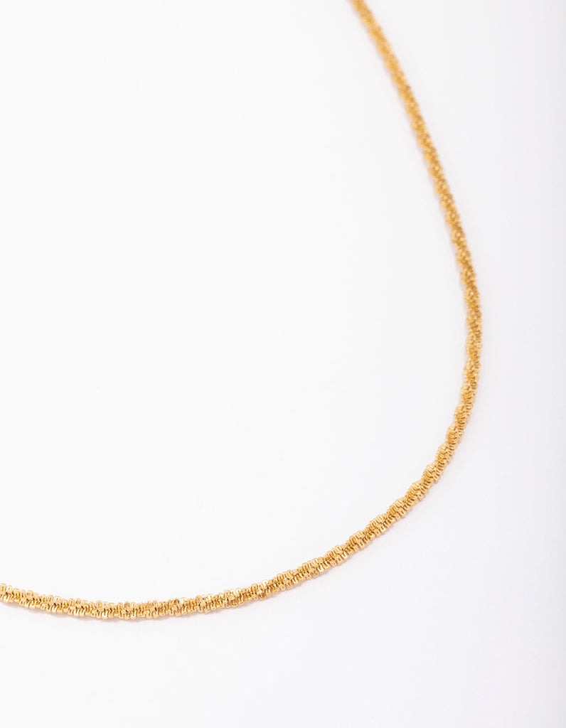 Gold Plated Stainless Steel Diamond Cut Twisted Necklace