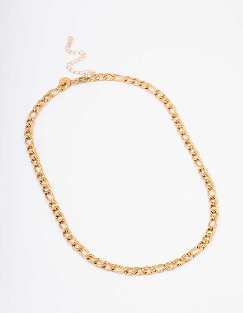 Gold Plated Stainless Steel Chunky Figaro Necklace