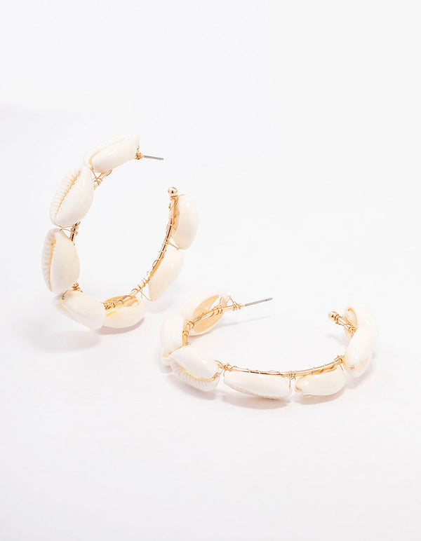 Natural Shell Large Hoop Earrings