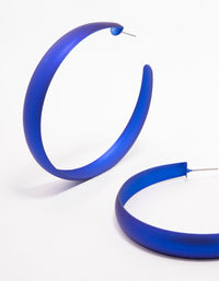 Blue Rubber Coated Hoop Earrings 60mm - link has visual effect only