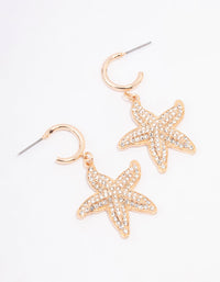 Gold Diamante Starfish Hoop Earrings - link has visual effect only