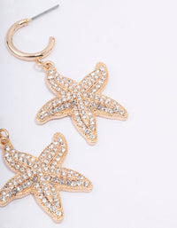 Gold Diamante Starfish Hoop Earrings - link has visual effect only