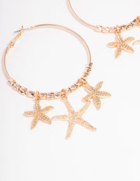 Gold Triple Starfish Hoop Earrings - link has visual effect only