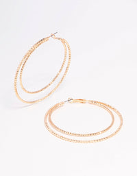 Gold Textured Double Large Hoop Earrings - link has visual effect only